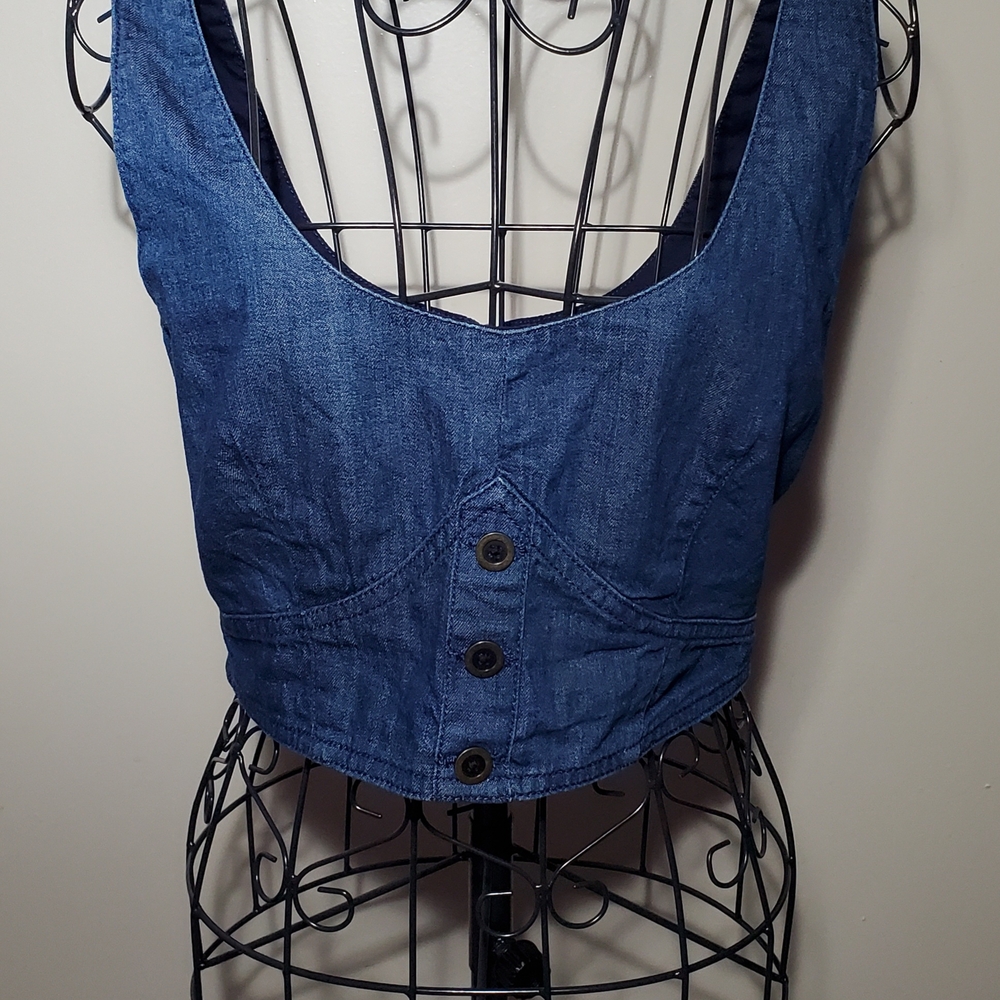 Banana Republic Blue Bustier Crop Tank Top